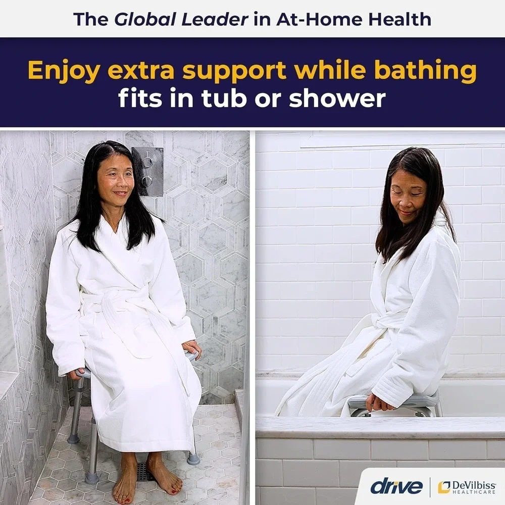 RTL12203KDR Drive Medical Bathroom Safety Shower Tub Bench Chair Gray‎